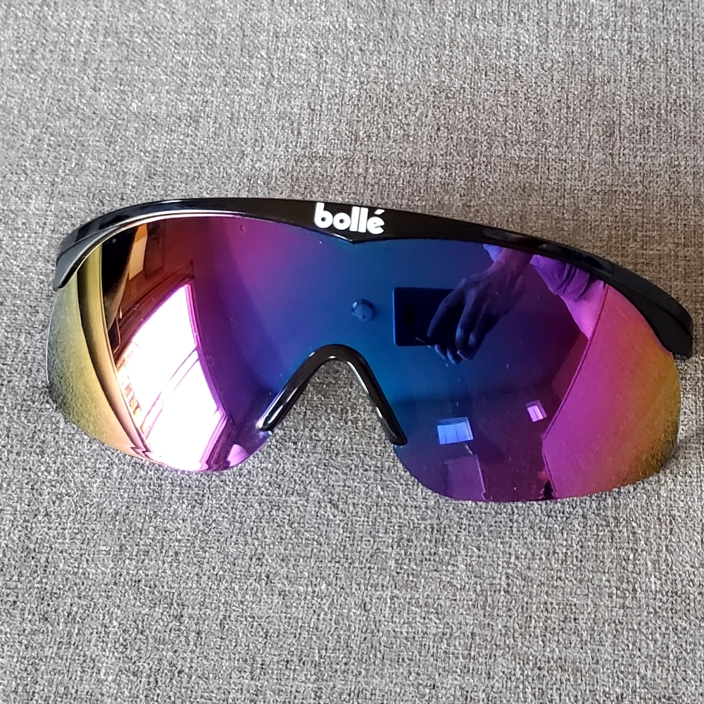 bolle Edge 13 Vintage Adjustable Frame Sunglasses Black/Mirrored Fance,Preowned